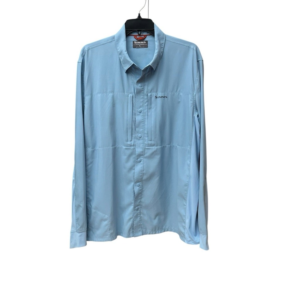 Simms Fly‎ Fishing Shirt Men's Large Vented Zipper Pockets Button Up #AB2-7
